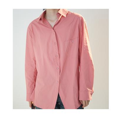 China Anti-Shrink Specialization in Manufacturing Cheap Anti-Wrinkle Fashionable Ladies Pink Shirts for sale