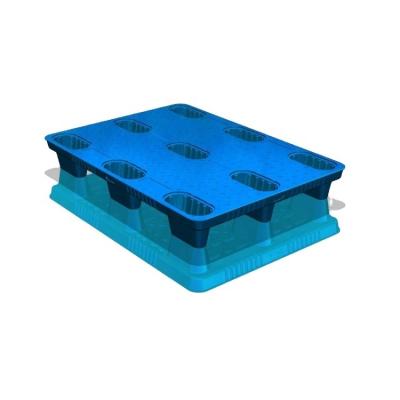 China Standard Plastic Pallet Size 1100*800*145mm Single Faced Wholesale Plastic Blow Pallet for sale