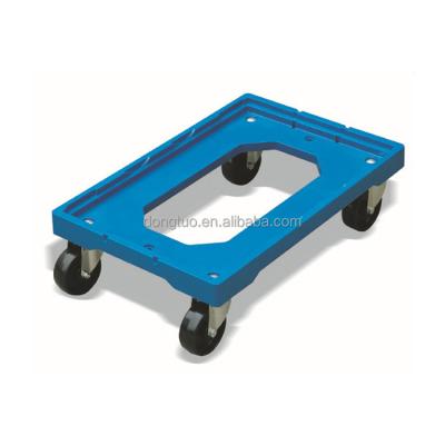 China Heavy duty 4 wheel industrial cart, plastic mobile cart for plastic crate, industrial mobile cart for sale