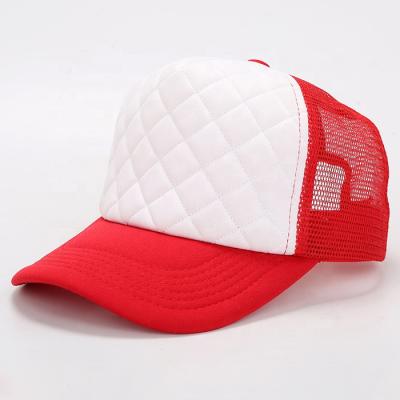 China JOINT Custom Line Embossed Mesh Trucker Gorras Rhombic Grid Foam Trucker Hat for sale