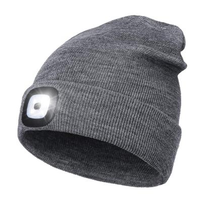 China JOINT Upgraded LED Lit Beanie Hat USB Rechargeable Handless Headlamp for Walking in Night Hunting Camping for sale