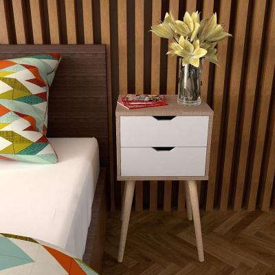 China Durable Easy To Clean Classic 2 Drawers Storage Cabinet Square Bedside Table Walnut Wood Wood Nightstand For Bedroom for sale