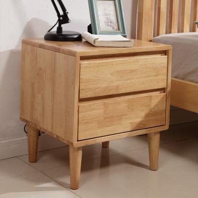 China Small solid wood corner design 2 drawer living room bedside storage table perfect solid wood nightstand for bedroom for sale