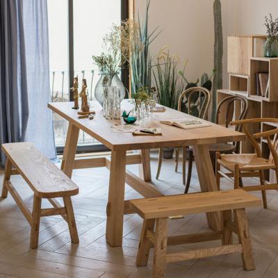 China Other Nordic Style Simple Wood Tables And Chairs Rectangular Solid Wood Dining Table Set For Living Room for sale