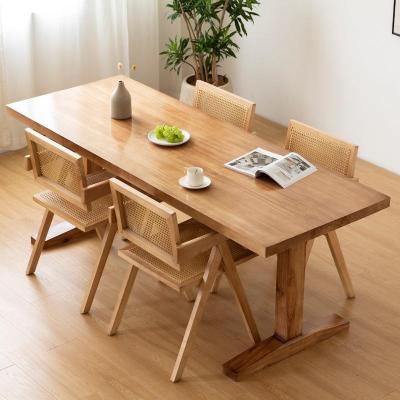 China Other Japanese Style Simple Dining Tables Set Rectangle Solid Wood Dining Table Set For Living Room for sale