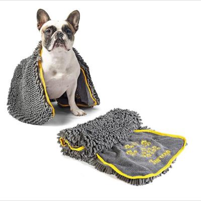 China Super Absorbent Reusable Quick Dry Chenille Microfiber Pet Reusable Cleaning Cloth Viable for Dogs and Cats for sale