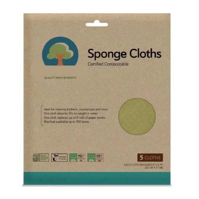 China 5 Packs 100% Sustainable Natural Sponge Machine Washable Super Absorbent Universal Cleaning Cloth for sale