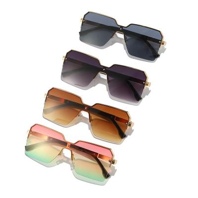 China Comfortable Fashionable One-Piece Retro Sunglasses Half Metal Frame Uv Resistant Sunglasses Oversized Big Frame Square Sunglasses For Women for sale