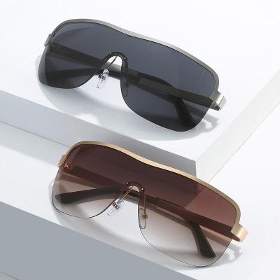 China Comfortable Luxury High Quality New Half-Frame Sunglasses One-Piece Glasses Outdoor Sunglasses for sale