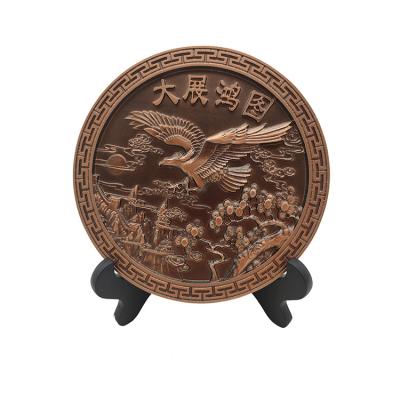 China Modern China Garden Home Decor Copper Relief Sculpture Metal Embossed Ornaments for sale