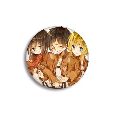 China Tinplate Attack on Titan anime tinplate spring needle pin brooch pin pendant 5.8cm HD Graphics support entourage drawing for sale