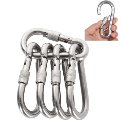 China Corrosion Resistance Heavy Duty Carabiner M10 4 Inch Locking Heavy Duty Carabiner Clip Spring Snap Hooks, Spring Snap Link With Screw Lock, 304 Stai for sale