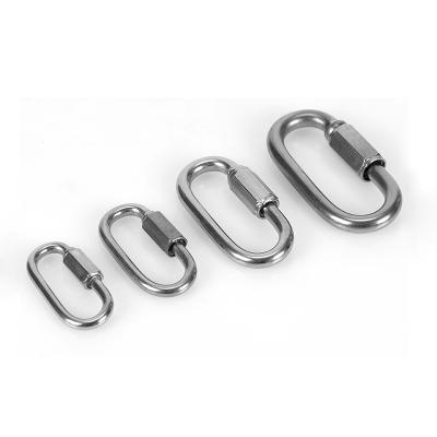 China Durable 304 Stainless Steel Chain Link Carabiners Quick Heavy Duty Locking Chain Hooks D Shape for sale