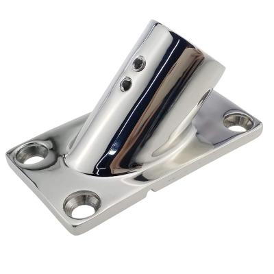 China Heavy Duty DudyBoat Handrail Fittings Marine Hardware Fittings-30 Degree Material 7/8 Inch Rectangular 316 Stainless Steel Deck Base-Marine for sale