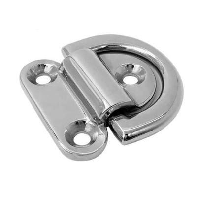 China Hardware Fittings 316 Stainless Steel D-Ring Deck Folding Protection Marine Eye Lashing Link Down Cleat For Mirror Polish Yacht Motorboat Truck Marine Grade for sale