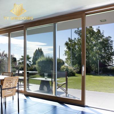 China AS2047 Thermal Break Insulation Aluminum Thermal Lift Sliding Tempered Glass Door For Home Use for sale