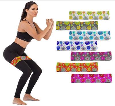 China Fitness 3 loop elasitic set non slip custom color printed whitening fabric resistance bands hip for sale