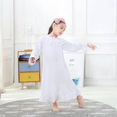 China Pajamas Thermal Wholesale Cotton Kids Lace Bow Pajamas Homewear White Sleepwear for sale