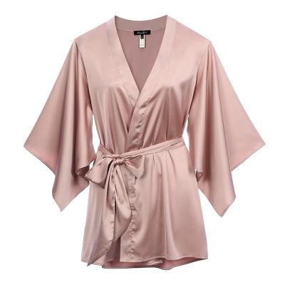 China Hot Selling Eco-friendly Women's Eco-Friendly Women's Lingerie Amazon Color Satin Shorts Kimono KImono Robe Luxury Sheer KImono Robe for sale