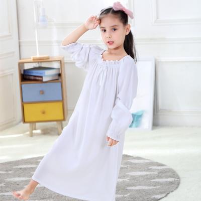 China 2020 New Design Autumn Wholesale Kids Kids Pajamas White 100% Cotton Maxi Sleepwear for sale