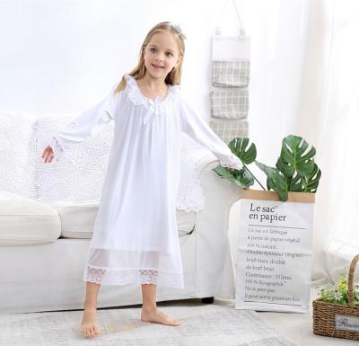 China Hot Spring Autumn Girls Cotton Lace Princess Nightgown Pajamas Long Sleeve Homewear for sale