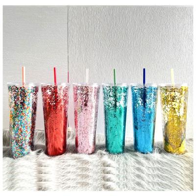 China CLASSIC Wholesale Bling Colors Plastic Iridescent Double Wall 24oz Drink Tumbler Mug for sale