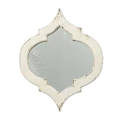 China European high-grade minimalist old gold combination iron art round mirror wall hanging bedroom living room decoration for sale