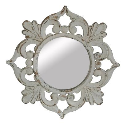 China 2020 minimalist chic hanging wooden round mirror of the latest simple old antique mirror decoration for sale