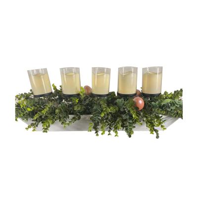 China Home Decoration Christmas Decorations Flowers Led Tea Light Candles Flameless Iron Artificial Flower LED Glass Candle for sale