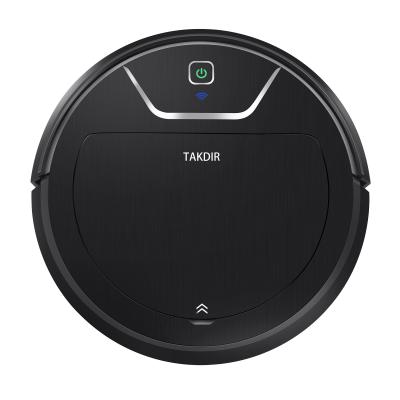 China Wet / Dry Floor Robot Vacuum Cleaner Black With Intelligent APP Remote Control for sale