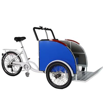 China Europe Style Pedicabs Front Loading Aid Electric Taxi Bike For Elderly Aluminum Alloy Bicycle Rickshaw For Sale for sale