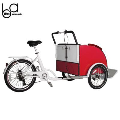 China Front Loading Aluminum Alloy Front Loading Pedicab Red Color Battery Electric Rickshaw Manufacturers For Sale for sale