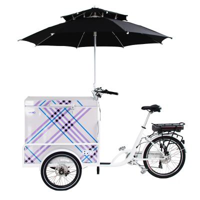 China Factory Passenger Mobile Electric Food Ice Cream Cart Ice Cream Bike Freezer Directly Sale Mall Outdoor Kiosk Tricycle Cart for sale