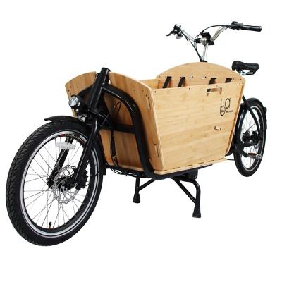 China Dapu Passenger Mid Drive Electric Cargo Bike 36V 250W Motor 2 Wheel With Bamboo Box Electric Cargo Bike Tricycle for sale