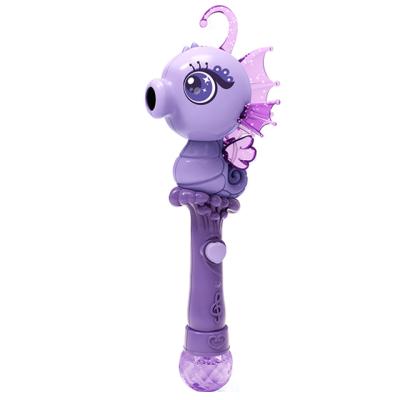 China Cheap Plastic Soap Bubble Machine 2021, Fairy Electric Seahorse Bubble Gun for Kids with Music and Light Wanna Bubble for sale