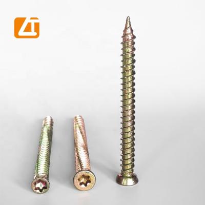 China Top Quality Good Prices Torx Flat Head T25 / T30 Countersunk Concrete Screw With Yellow Or White Galvanized for sale