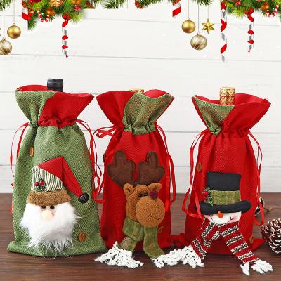 China Best Selling Recyclable Christmas Drawstring Canvas Bags Christmas Candy Bags for sale