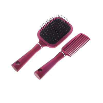 China Waterproof 2 in 1 Professional Women Girl Child Plastic Hair Styling Tool Paddle Brush with Mirror and Comb Set Kit for sale