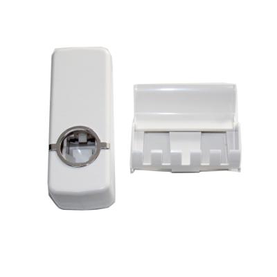 China 2Pcs Sustainable Plastic Teeth Bathroom Accessories Set Include Toothpaste Dispenser And Hands Free Toothbrush Holder for sale