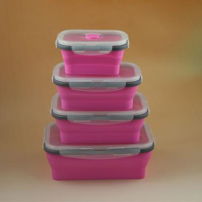 China Leakproof Portable Bento Collapsible Food Container Tool Rectangle Freshness Storage Silicone Insulated Lunch Box Case for sale