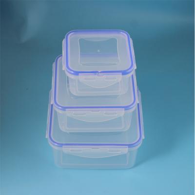 China 3Pcs/Set BPA Free Microwavable Clear Plastic Square Tool Kit For Microwave Dishwasher Food Storage Box Container Freezer for sale