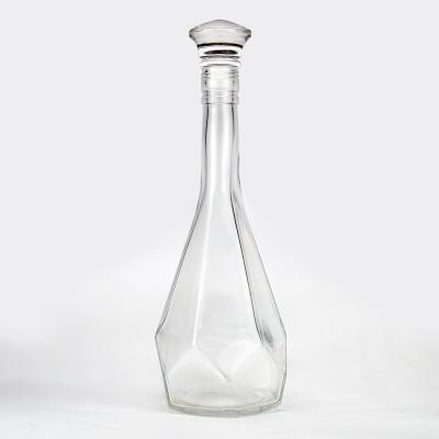 China Wholesale New Fancy Clear Glass Bottle 500ml Christmas Beverage Low Price Rum Bottle With Cork for sale