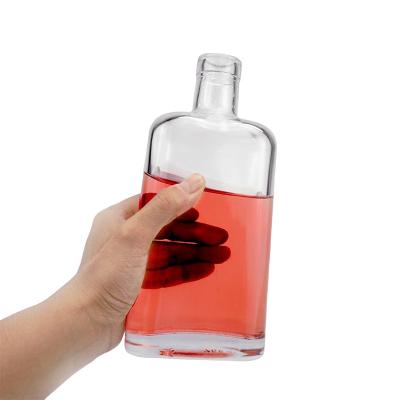 China Gift & Upscale Original Spirits Bottle Craft Wholesale Empty Glass Shape Flat Design Bottles For Liquor Whiskey Decanter for sale