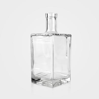 China Gift & Custom Craft Square Standard Size Unique High Quality Classy Spirits Bottle Empty Whiskey Glass Bottle for sale