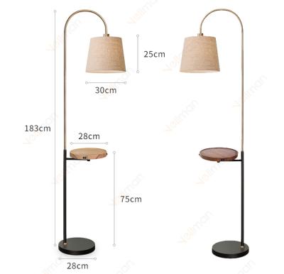 China Industrial Home Living Room Bedside Floor Position Lamp with USB Charging Left and Wireless Charging Function for sale