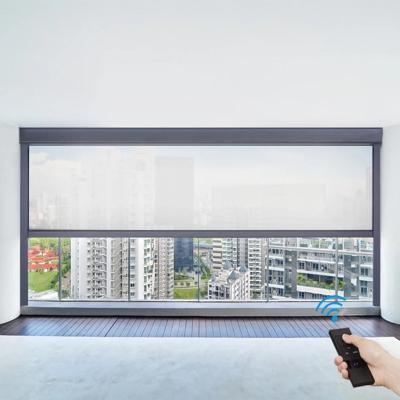 China 2022 Traditional Advertising Paints Motorized Exterior Windproof Zipper Track Roller Blinds For Exterior Windproof Waterproof Shading for sale