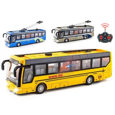 China Refined Appearance 27MHz 1:32 Scale 4CH RC Bus With Light Remote Control Car Light City School Bus rc toy gift classic toys for girls and boys for sale