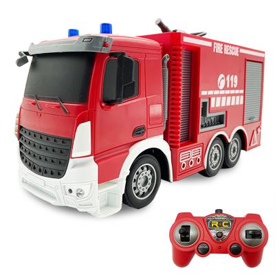 China 1/24 Scale Real Water Spray Water Jet Radio Control Fire Engine Mini RC Fire Truck For Kids Red for sale