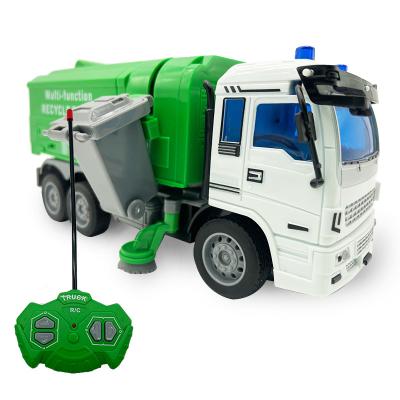 China Simple and easy for small children to play 4 Channel 1/30 Remote Control Truck City Hygiene Dumper Rich Detail Clean Waste Recycle Rc Trucks for sale