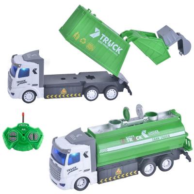 China DIY Game Multiway Rc Sanitation Truck 4Ch Multiway City Cleaning Remote Control Garbage Truck With Headlight for sale